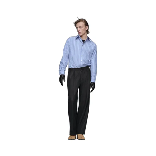 Felted Wool Straight-Leg Trousers