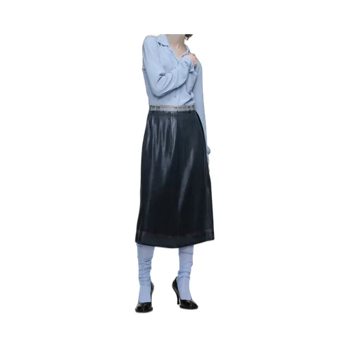 Foil-Treated Midi Skirt
