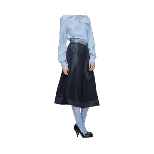 Foil-Treated Midi Skirt