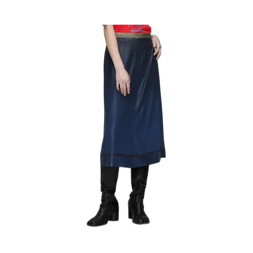 Foil-Treated Midi Skirt