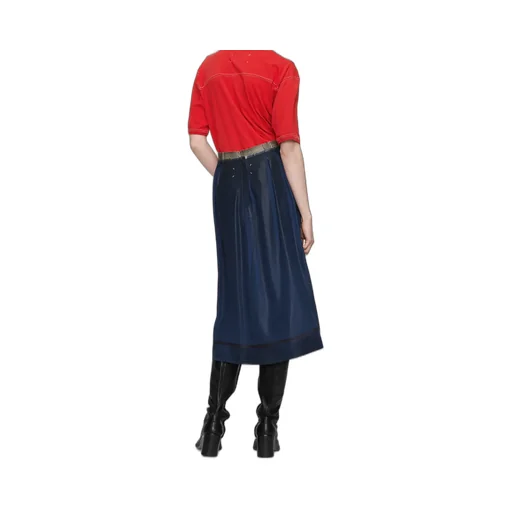 Foil-Treated Midi Skirt