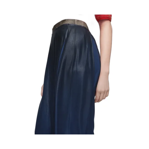 Foil-Treated Midi Skirt