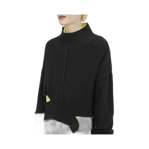 Gauge Black Boxy Distressed Jumper