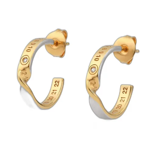 Numeric Diamond Hoop Earrings