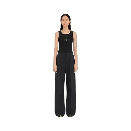 Pinstripe Wool Wide-Leg Trousers