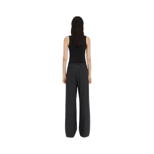 Pinstripe Wool Wide-Leg Trousers