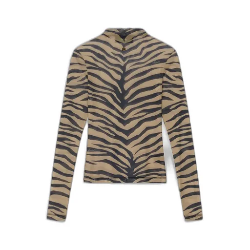 Women - Zebra Long Sleeve Top - Dark Brown