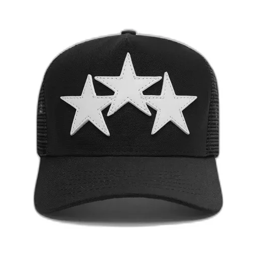 3 Star Trucker Hat - Black/White