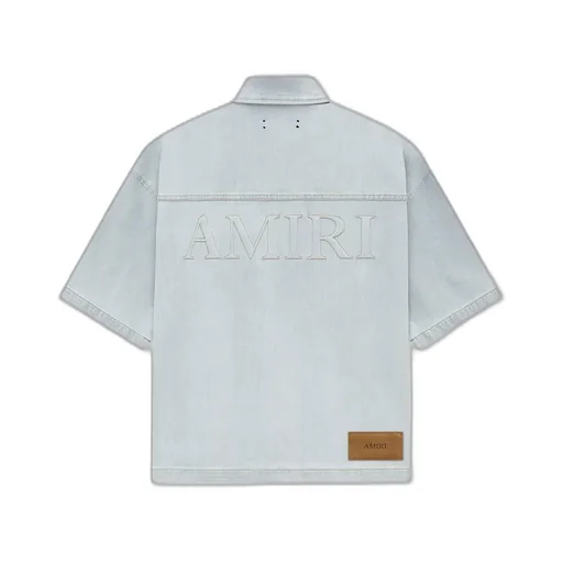 Amiri 3D Short Sleeve Snap Shirt - Light Indigo