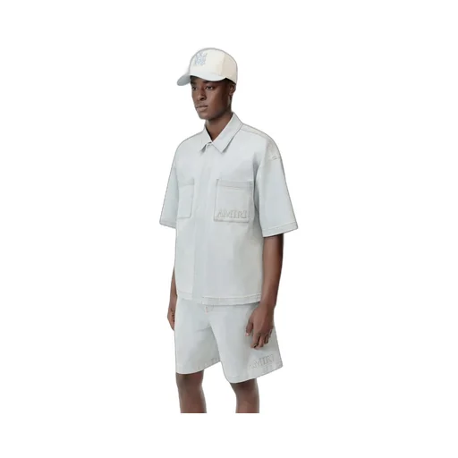 Amiri 3D Short Sleeve Snap Shirt - Light Indigo