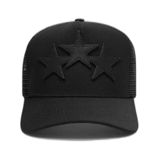 3 Star Trucker Hat - Black Black