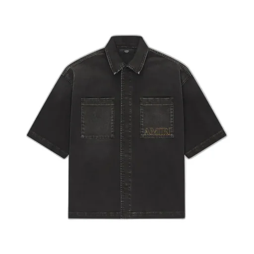 Amiri 3D Short Sleeve Snap Shirt - Vintage Black