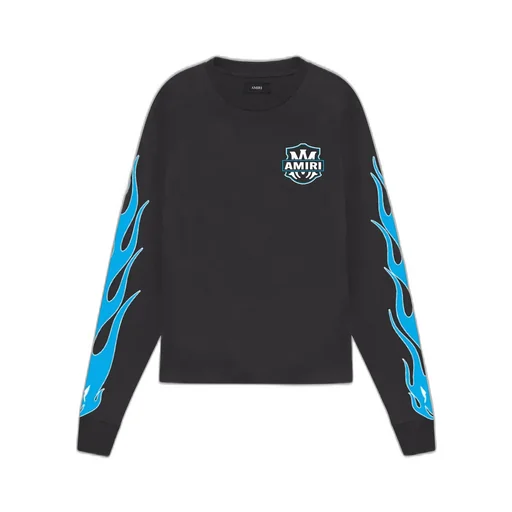Amiri Eagle Flames Long Sleeve Tee - Black