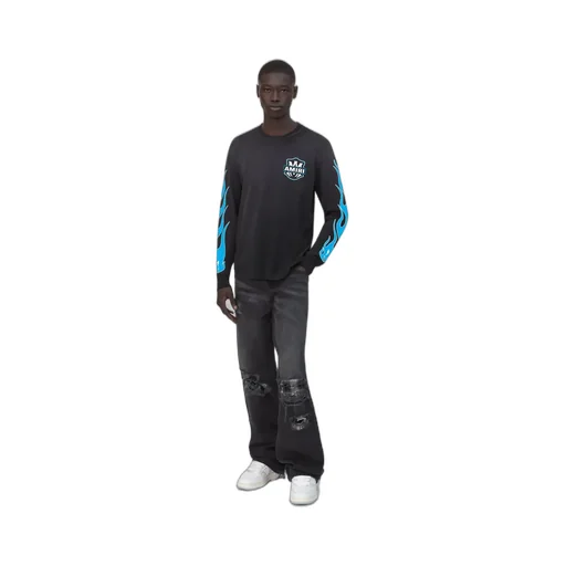 Amiri Eagle Flames Long Sleeve Tee - Black