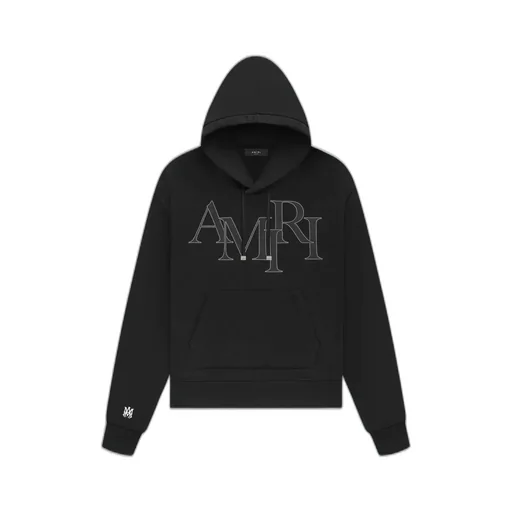 Amiri Staggered Logo Hoodie - Black