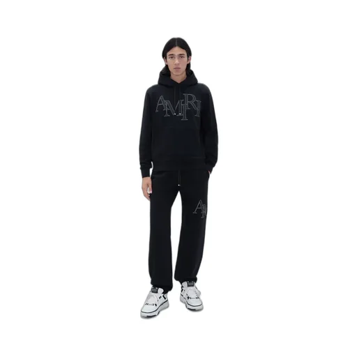 Amiri Staggered Logo Hoodie - Black