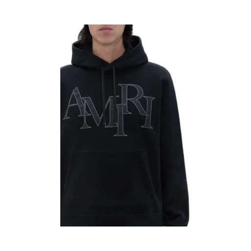 Amiri Staggered Logo Hoodie - Black