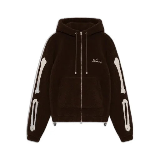 Bones Fleece Zip Hoodie - Dark Brown