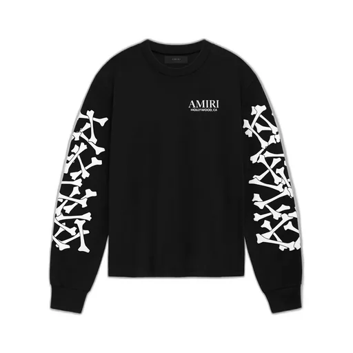 Bones Stacked Long Sleeve Tee - Black