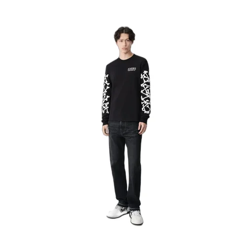 Bones Stacked Long Sleeve Tee - Black