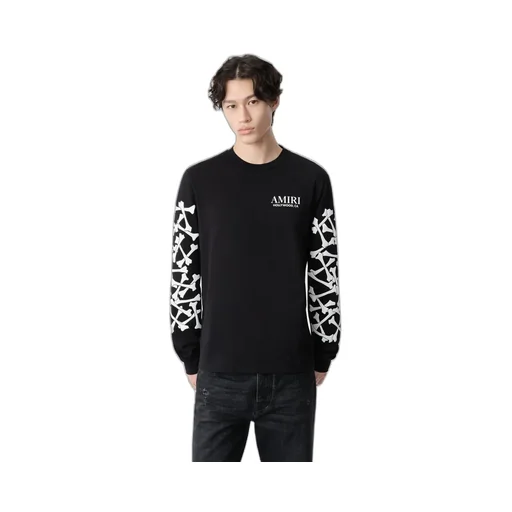 Bones Stacked Long Sleeve Tee - Black