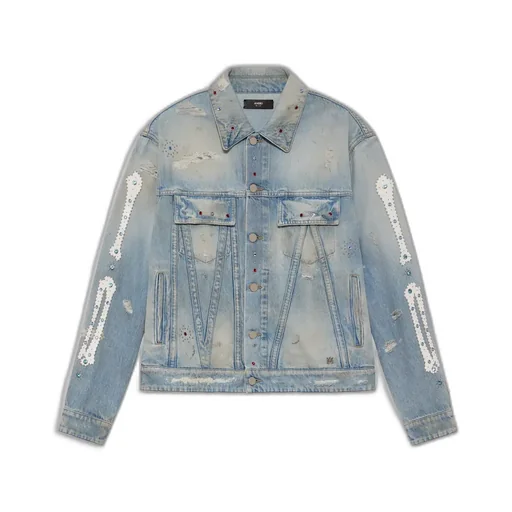 Bones Studded Trucker Jacket - Perfect Antique Indigo