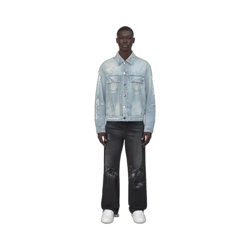 Bones Studded Trucker Jacket - Perfect Antique Indigo
