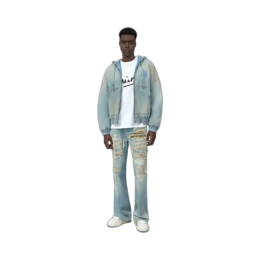 Camo Repair Boot Cut Jean - Mist Indigo