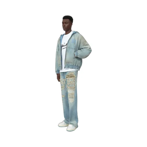 Camo Repair Boot Cut Jean - Mist Indigo