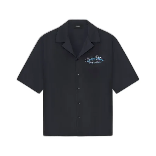 Chateau Script Camp Shirt - Black