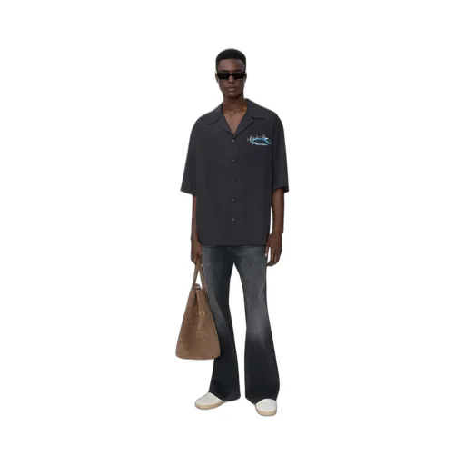 Chateau Script Camp Shirt - Black