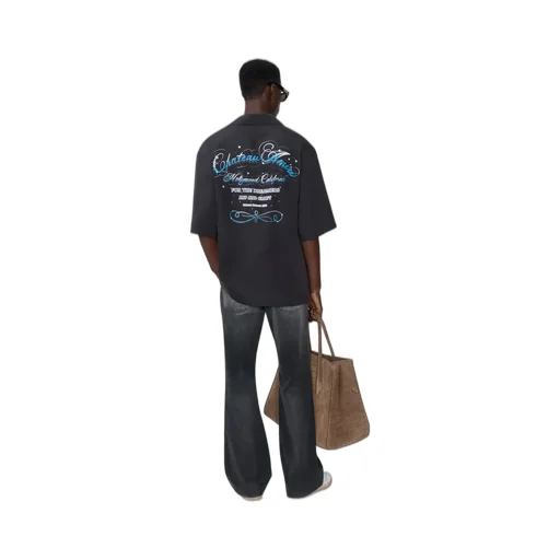 Chateau Script Camp Shirt - Black