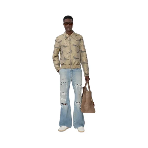 Checkered Repair Bootcut Jean - Aged Indigo