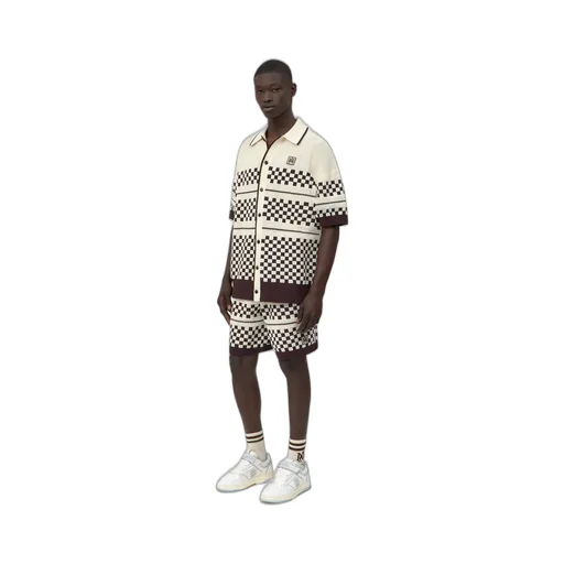 Checkered Mesh Shirt - Alabaster
