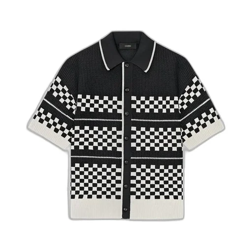 Checkered Mesh Shirt - Black