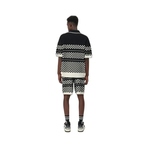 Checkered Mesh Shirt - Black