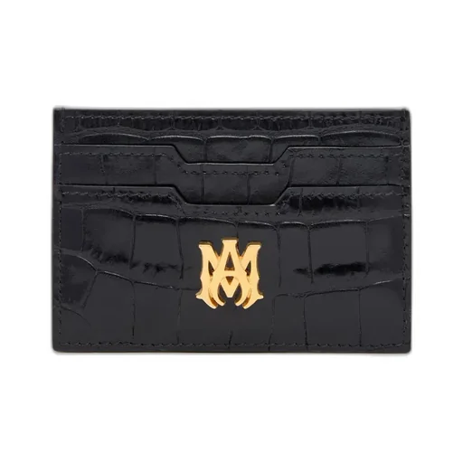 Croc Embossed Card Holder - Black