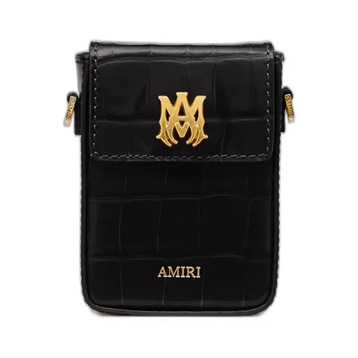 Croc Embossed Cigarette Case - Black