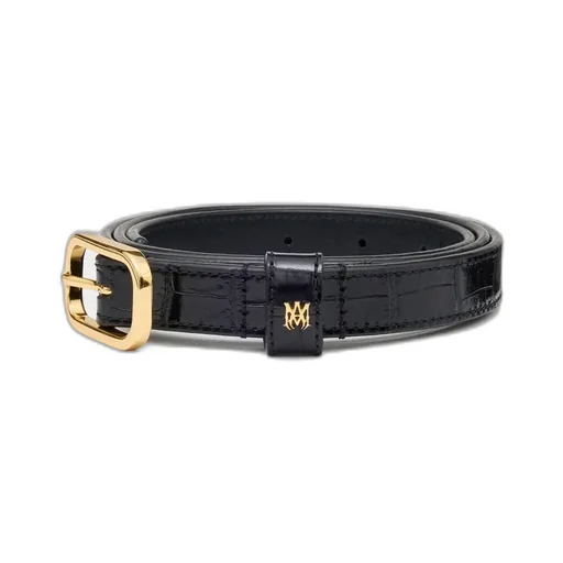 Croc Embossed 2Cm Belt - Black Gold