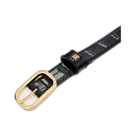 Croc Embossed 2Cm Belt - Black Gold