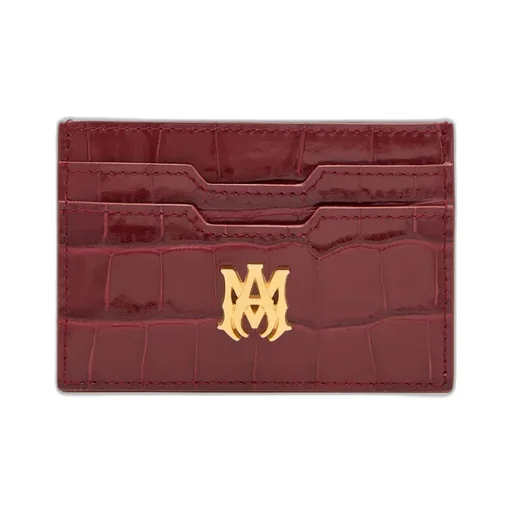 Croc Embossed Card Holder - Wine