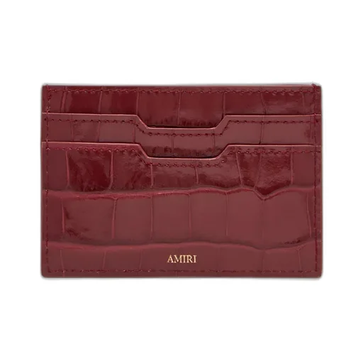 Croc Embossed Card Holder - Wine