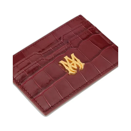 Croc Embossed Card Holder - Wine