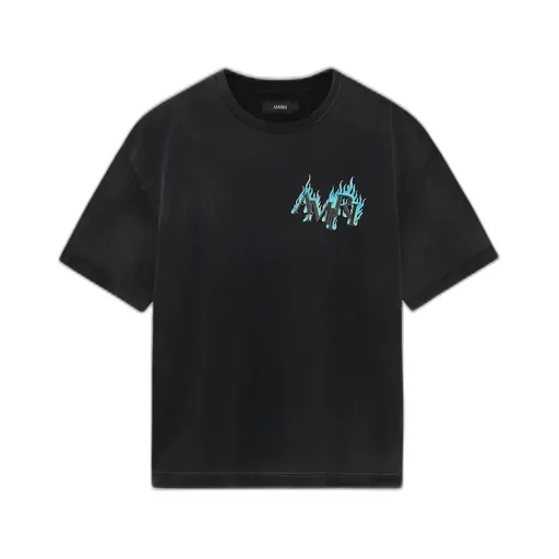 Crystal Amiri Flames Oversized Tee - Black