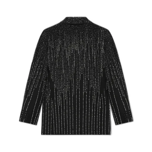 Crystal Stripe Double-Breasted Blazer - Black