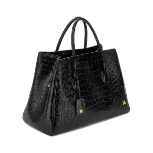 Embossed Croc Honey 50 Tote - Black