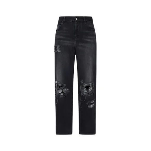 Flannel Repair Baggy Jean - Steel Black