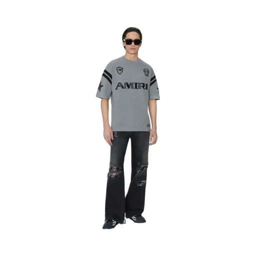 Flannel Repair Baggy Jean - Steel Black