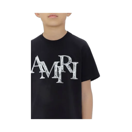 Kids - Amiri Staggered Scribble Tee - Black