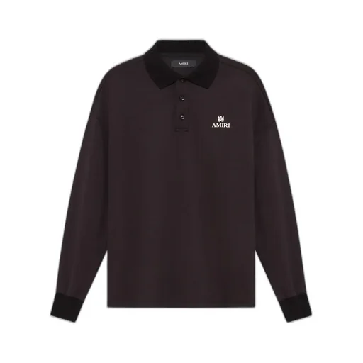 Ma Oversized Long Sleeve Polo - Black